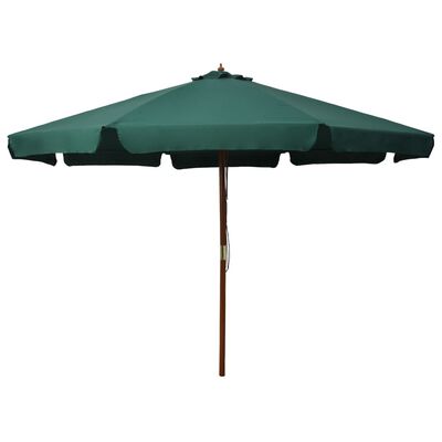 vidaXL Garden Parasol with Wooden Pole 129.9" Green