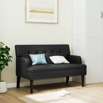 vidaXL Bench with Backrest Black 44.1"x25.8"x29.5" Faux Leather