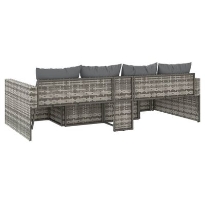 vidaXL 2 Piece Patio Lounge Set with Cushions Gray Poly Rattan