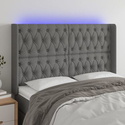 vidaXL LED Headboard Dark Gray 57.9"x6.3"x46.5"/50.4" Fabric