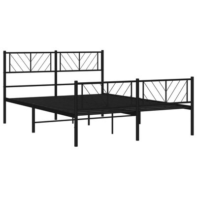 vidaXL Metal Bed Frame without Mattress with Footboard Black 53.1"x74.8"