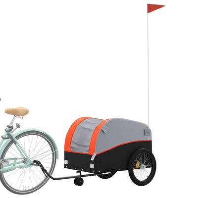 vidaXL Bike Trailer Black and Orange 99.2 lb Iron