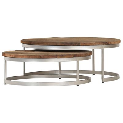 vidaXL Coffee Table Set 2 Pieces Reclaimed Wood and Steel