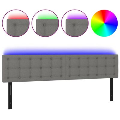 vidaXL LED Headboard Dark Gray 63"x2"x30.7"/34.6" Fabric