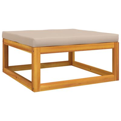 vidaXL Patio Footrest with Taupe Cushion Solid Wood Acacia