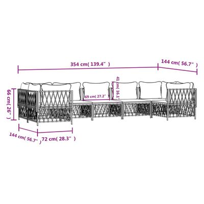 vidaXL 7 Piece Patio Lounge Set with Cushions White Steel