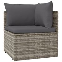 vidaXL Patio Corner Sofa with Cushion Gray 22.4"x22.4"x22" Poly Rattan