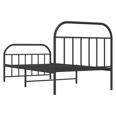 vidaXL Metal Bed Frame without Mattress with Footboard Black 39.4"x78.7"