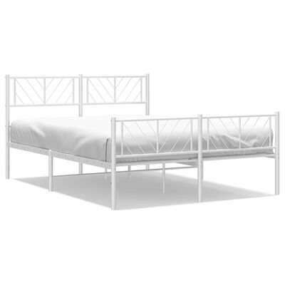 vidaXL Metal Bed Frame without Mattress with Footboard White 53.1"x74.8"