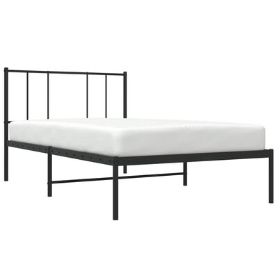 vidaXL Metal Bed Frame without Mattress with Headboard Black 39.4"x74.8"