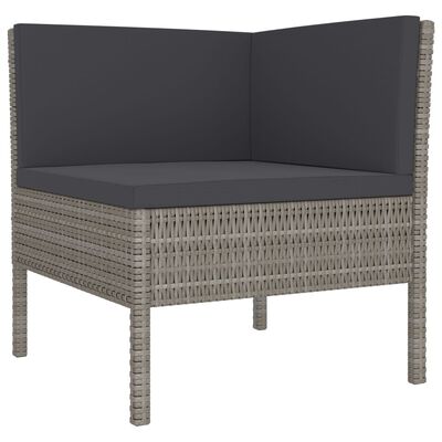 vidaXL 4 Piece Patio Lounge Set with Cushions Poly Rattan Gray