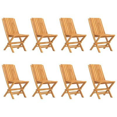 vidaXL Folding Patio Chairs 8 pcs 18.5"x18.5"x35" Solid Wood Teak