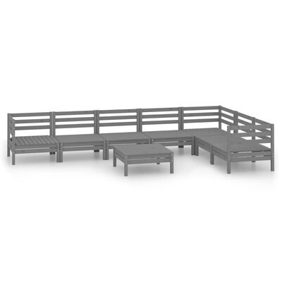 vidaXL 8 Piece Patio Lounge Set Solid Pinewood Gray