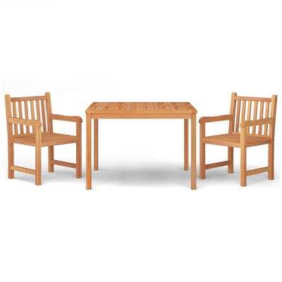 vidaXL 3 Piece Patio Dining Set Solid Wood Teak