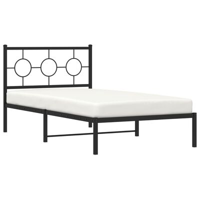 vidaXL Metal Bed Frame without Mattress with Headboard Black 39.4"x78.7"