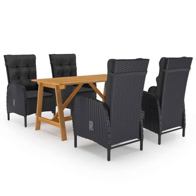 vidaXL 5 Piece Patio Dining Set Black