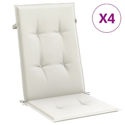 vidaXL Highback Chair Cushions 4 pcs Melange Cream 47.2"x19.7"x1.6" Fabric