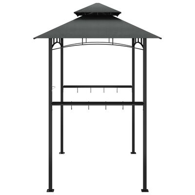 vidaXL BBQ Gazebo with Side Shelves Anthracite 94.5"x59.1"x95.7" Steel