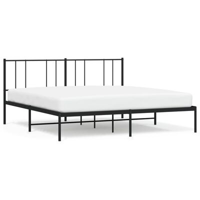 vidaXL Metal Bed Frame without Mattress with Headboard Black 72"x83.9"