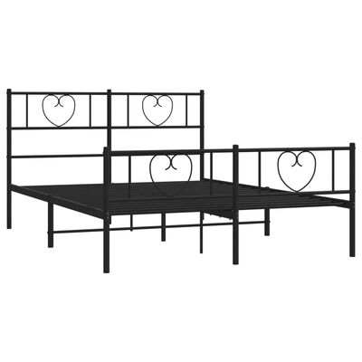 vidaXL Metal Bed Frame with Headboard and Footboard Black 59.1"x78.7"