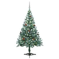 vidaXL Frosted Pre-lit Christmas Tree with Ball Set Pinecones 59.1"