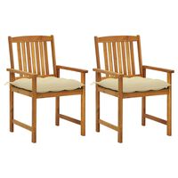 vidaXL Patio Chairs with Cushions 2 pcs Solid Acacia Wood