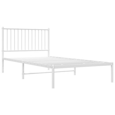 vidaXL Metal Bed Frame without Mattress with Headboard White 39.4"x78.7"