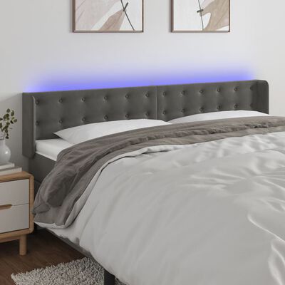 vidaXL LED Headboard Dark Gray 79.9"x6.3"x30.7"/34.6" Velvet