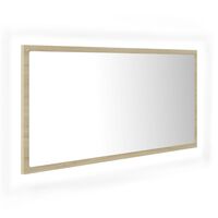 vidaXL LED Bathroom Mirror Sonoma Oak 35.4"x3.3"x14.6" Acrylic