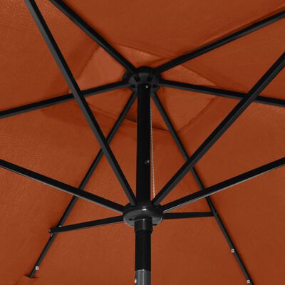 vidaXL Garden Parasol with LEDs and Steel Pole Terracotta 6.6'x9.8'