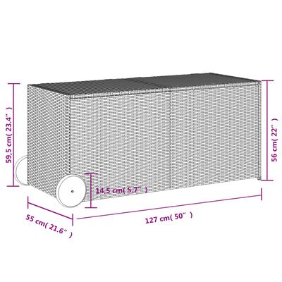 vidaXL Garden Storage Box with Wheels Mix Beige 74.8 Gal Poly Rattan