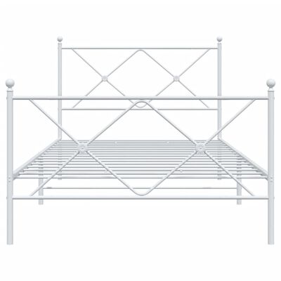 vidaXL Metal Bed Frame without Mattress with Footboard White 39.4"x78.7"