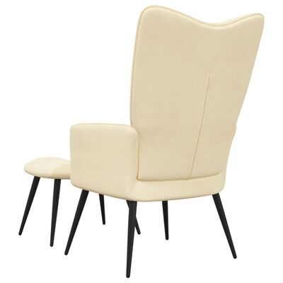 vidaXL Relaxing Chair with a Stool Cream White Velvet