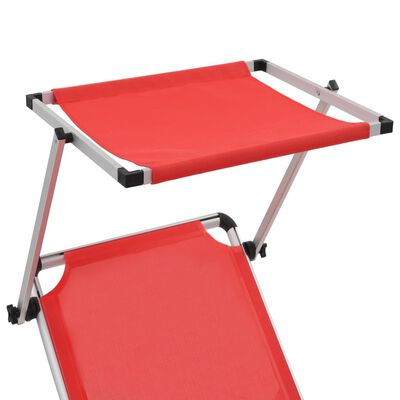 vidaXL Folding Sun Lounger with Roof Aluminum and Textilene Red