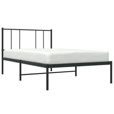 vidaXL Metal Bed Frame without Mattress with Headboard Black 39.4"x78.7"