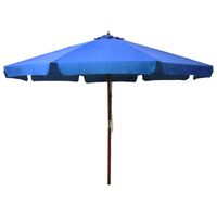 vidaXL Outdoor Parasol with Wooden Pole 129.9" Azure