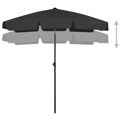 vidaXL Beach Parasol Black 70.9"x47.2"