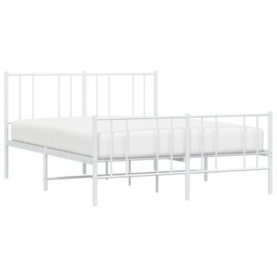 vidaXL Metal Bed Frame with Headboard and Footboard White 59.8"x78.7"