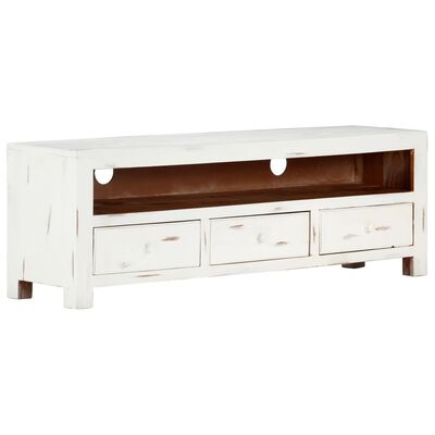 vidaXL TV Stand White 47.2"x11.8"x15.7" Solid Wood Acacia