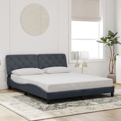 vidaXL Bed Frame without Mattress Dark Gray 59.8"x79.9" Velvet