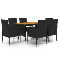 vidaXL 7 Piece Patio Dining Set Poly Rattan Black