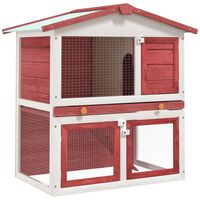 vidaXL Outdoor Rabbit Hutch 3 Doors Red Wood