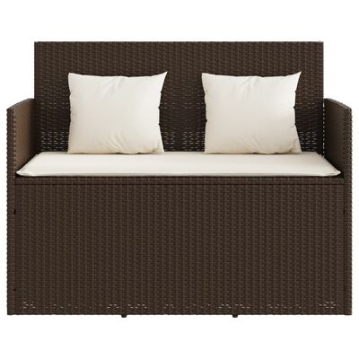 vidaXL Patio Bench with Cushions Brown Poly Rattan