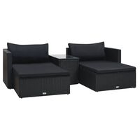 vidaXL 5 Piece Garden Lounge Set with Cushions Poly Rattan Black