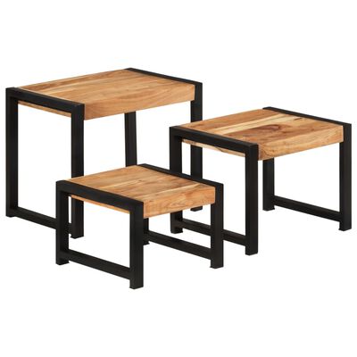 vidaXL Nesting Tables 3 pcs Solid Wood