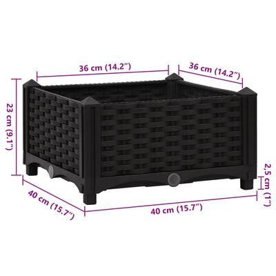 vidaXL Raised Bed 15.7"x15.7"x9.1" Polypropylene