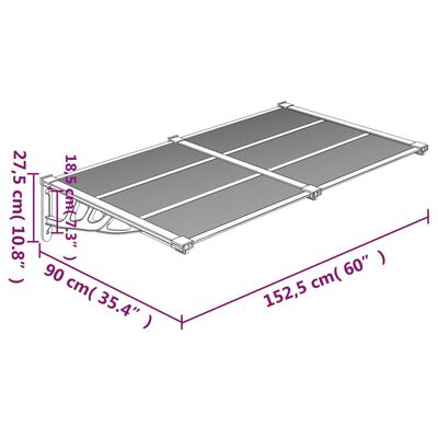 vidaXL Door Canopy Black and Transparent 60"x35.4" Polycarbonate