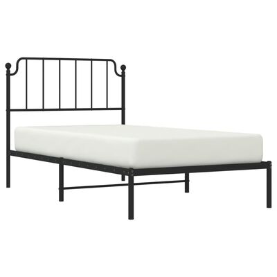 vidaXL Metal Bed Frame without Mattress with Headboard Black 39.4"x74.8"