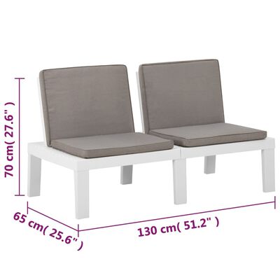 vidaXL 4 Piece Patio Lounge Set with Cushions Plastic White