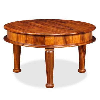 vidaXL Coffee Table Solid Sheesham Wood 27.6"x27.6"x15.7"